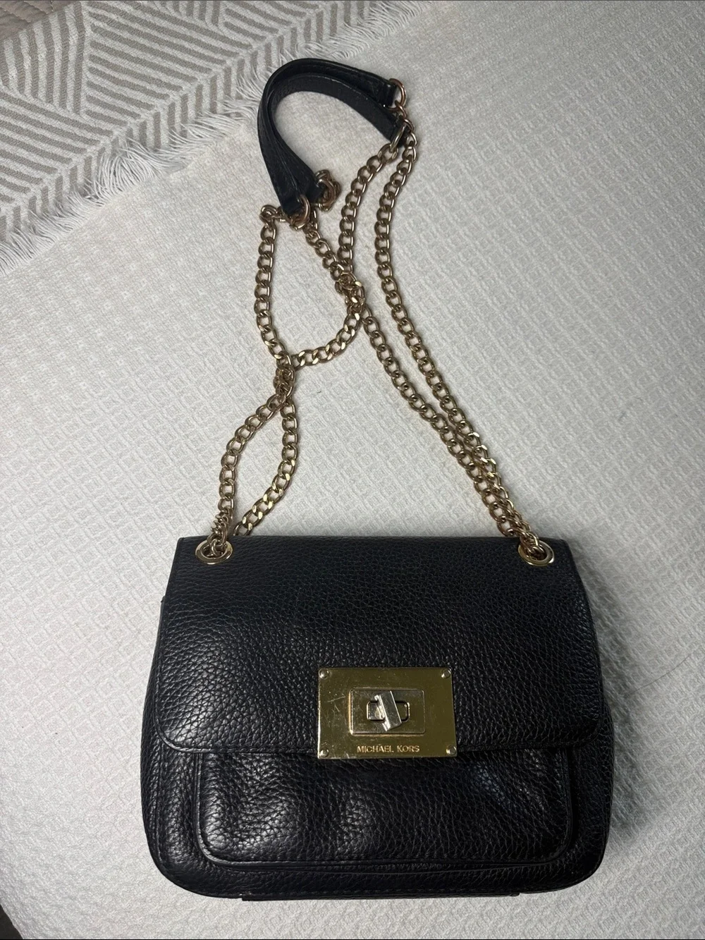 Michael Kors black pebbled leather shoulder or crossbody small bag